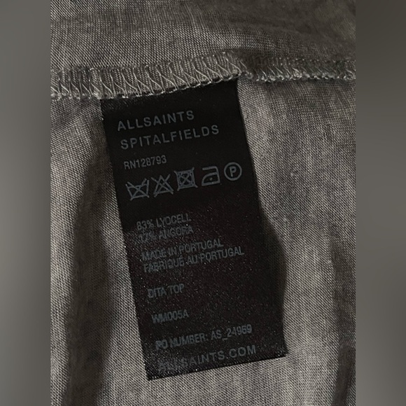 All Saints Gray Top Fringe Detail - Picture 5 of 6